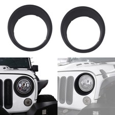2Pcs Front Light Headlight Trim Cover For Jeep Wrangler 2007-2015 JK Unlimited 