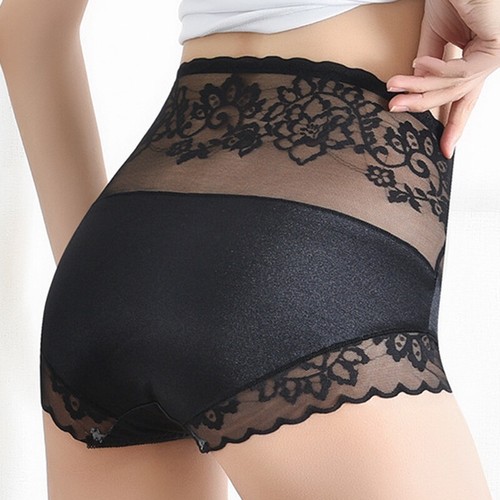 Slip mutandine donna vita alta maglia pizzo mutandine biancheria intima trasparente lingerie - Foto 10 di 24