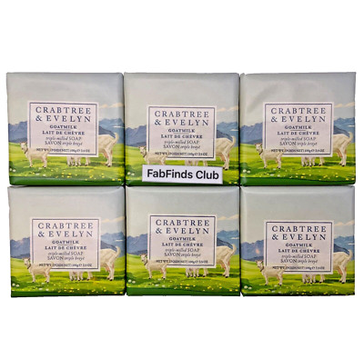 Crabtree & Evelyn Goat Milk Bar Soap Triple Milled 21oz (6x3.5oz) 6pc Set
