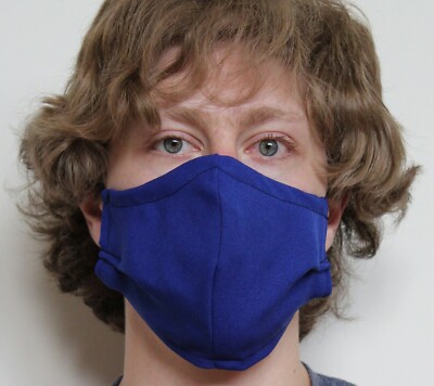 WASHABLE Two Layer Face Mask Reusable ~ Blue ~ Made in U.S.A. - FAST SHIPPING