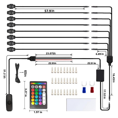 LED Rock Lights 8 Pods RGB Offroad Music Wireless Bluetooth Underglow Neon Light - Picture 10 of 12