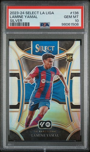 Lamine Yamal 2023-24 Panini Select La Liga #136 Silver Prizm Rookie RC PSA 10