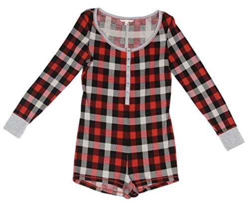 Victoria's Secret Red & Black Plaid Pajama Jumper Cozy Romper Large NWOT - Picture 5 of 10