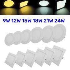 LED Panel Light Recessed Ceiling Lamp Downlight Fixture 9W 12W 15W 18W 21W 24W
