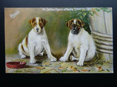 HUNDE & SPRICHWÖRTER Bereut selten Eaton zu wenig von Adrienne Lester um 1909 Postkarte