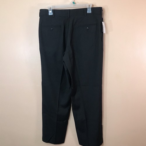 Stafford Black Flat Front Classic Fit Trouser Men 34x29 NEW - Picture 3 of 4
