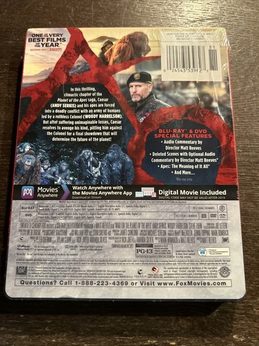 War Planet Apes (Blu-ray) Limited Edition Steelbook - Picture 2 of 2