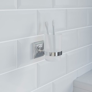 Bathroom Tumbler Holder Chrome Square Wall Mounted Stylish Traditional