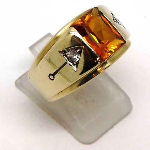 10k Yellow Gold November Birthstone with Cubic Zirconia Men's Ring - Picture 2 of 6