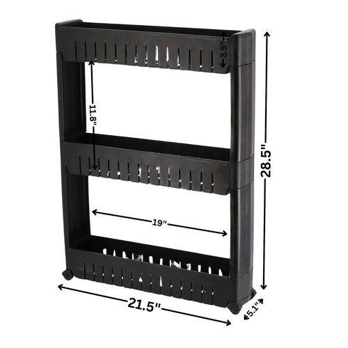 Multi-Purpose Slim Rolling Cart - 3-Tier Utility Organizer for Bathroom, Kitchen - Picture 13 of 21