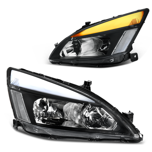 SEQUENTIAL HEADLIGHTS FOR 03-07 HONDA ACCORD SWITCHBACK LED DRL SIGNAL HEADLAMPS - Picture 2 of 8