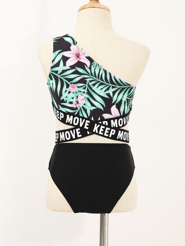 Traje de baño asimétrico de un solo hombro para niños playa piscina traje de baño - Imagen 12 de 76