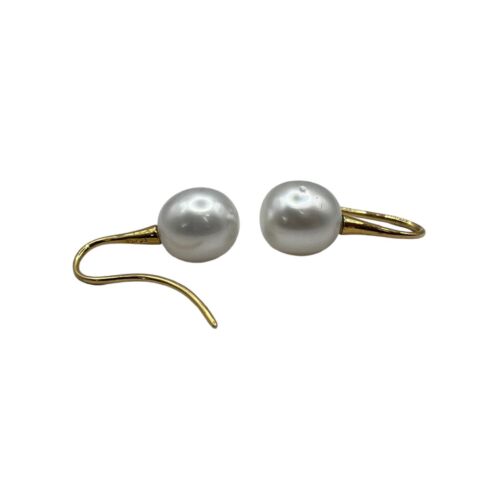 18ct 18K Yellow Gold White Baroque South-sea Pearl Hook Earrings. Brand New - Picture 4 of 8