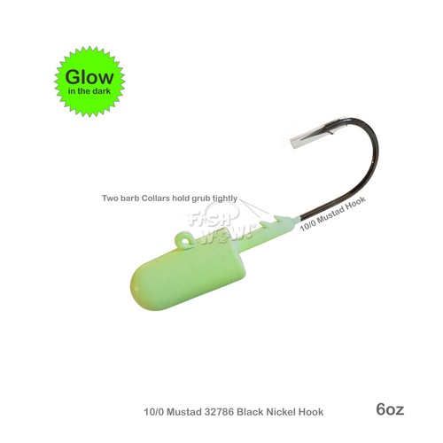 Glow 3oz 6oz 8oz Angeln Kugel Vorrichtung Kopf 8/0 10/0 Mustad Haken 32786 Nickel Lot - Bild 7 von 11