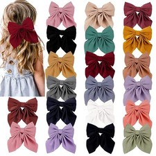 20PCS 5" Fable Girls Hair Bows Satin Ribbon Hair Bows Clips Large Bows Alliga...