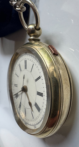 Seltene Taschenuhr Herren Schlüsselaufzug um 1880 mit Uhrenkette - Werk läuft - Picture 5 of 11