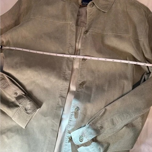 Charter Club Green Suede Leather Button Jacket Unisex Medium Lined - Picture 8 of 12