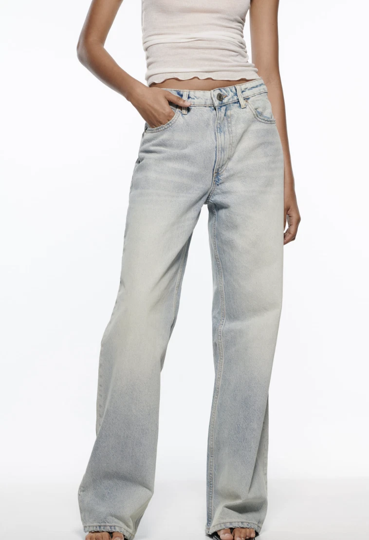 Loose Ultra Wide Leg Women's Jeans - Light Wash