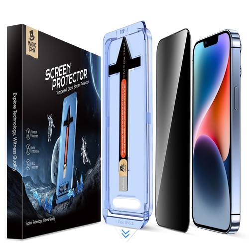 MAGIC JOHN 2 Pack for iPhone 13/13Pro/14 6.1" Privacy Glass Screen Protector