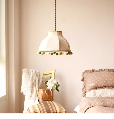 Retro country dining room lamp entrance corridor handmade fabric pendant lamp - Picture 21 of 30