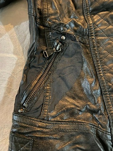 Guess Los Angeles Winter Fashion Biker Look Jacket with Faux Fur - XS - Picture 6 of 12
