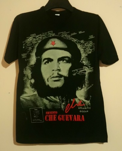 ERNESTO CHE GUEVARA BLACK T SHIRT MAP OF CARRIBBEAN S / M 38 CUBA ARGENTINA COL  - Bild 1 von 4