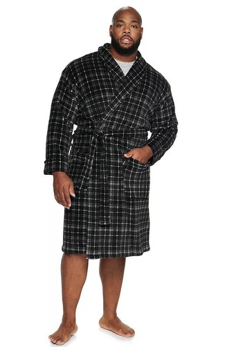 Sonoma Goods For Life Big & Tall Long Sleeves 2-Pocket Men's Plush Robe - Picture 4 of 8