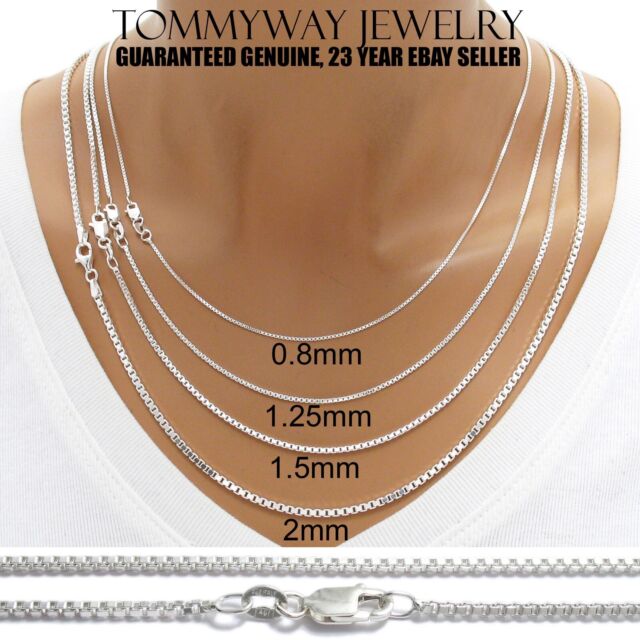 Guaranteed 925 Sterling Silver Box Chain Necklace w/ Strong Lobster Lock Italy Guaranteed 925 Sterling Silver Box Chain Necklace w/ Strong Lobster Lock Italy