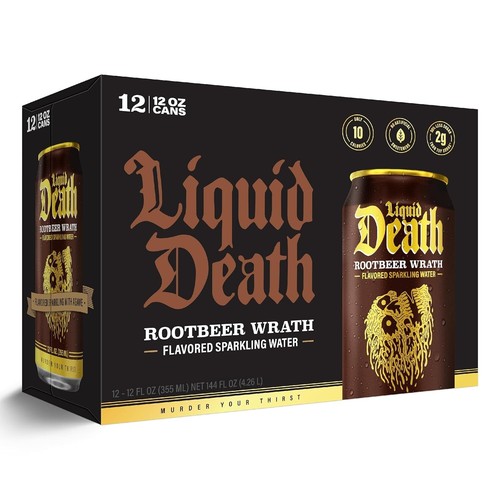 Liquid Death, Rootbeer Wrath, Root Beer-Flavored Sparkling Water, 12-Pack (12... - Picture 6 of 7