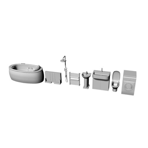 HO Scale Miniature Railroad Road Props Display Bathroom Equipment Furniture SetB - Picture 2 of 2