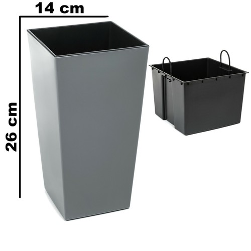 Set Blumentopf Glanz 3 Stück Kunststoff Pflanzeinsatz Quadrat 6 Farben 6 Größen - Bild 42 von 54