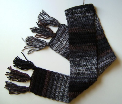 HOMBRE O MUJER MARRÓN NEGRO MULTI CASERO PERSONALIZADO CROCHET BUFANDA ABRIGO CHAL   - Imagen 1 de 3