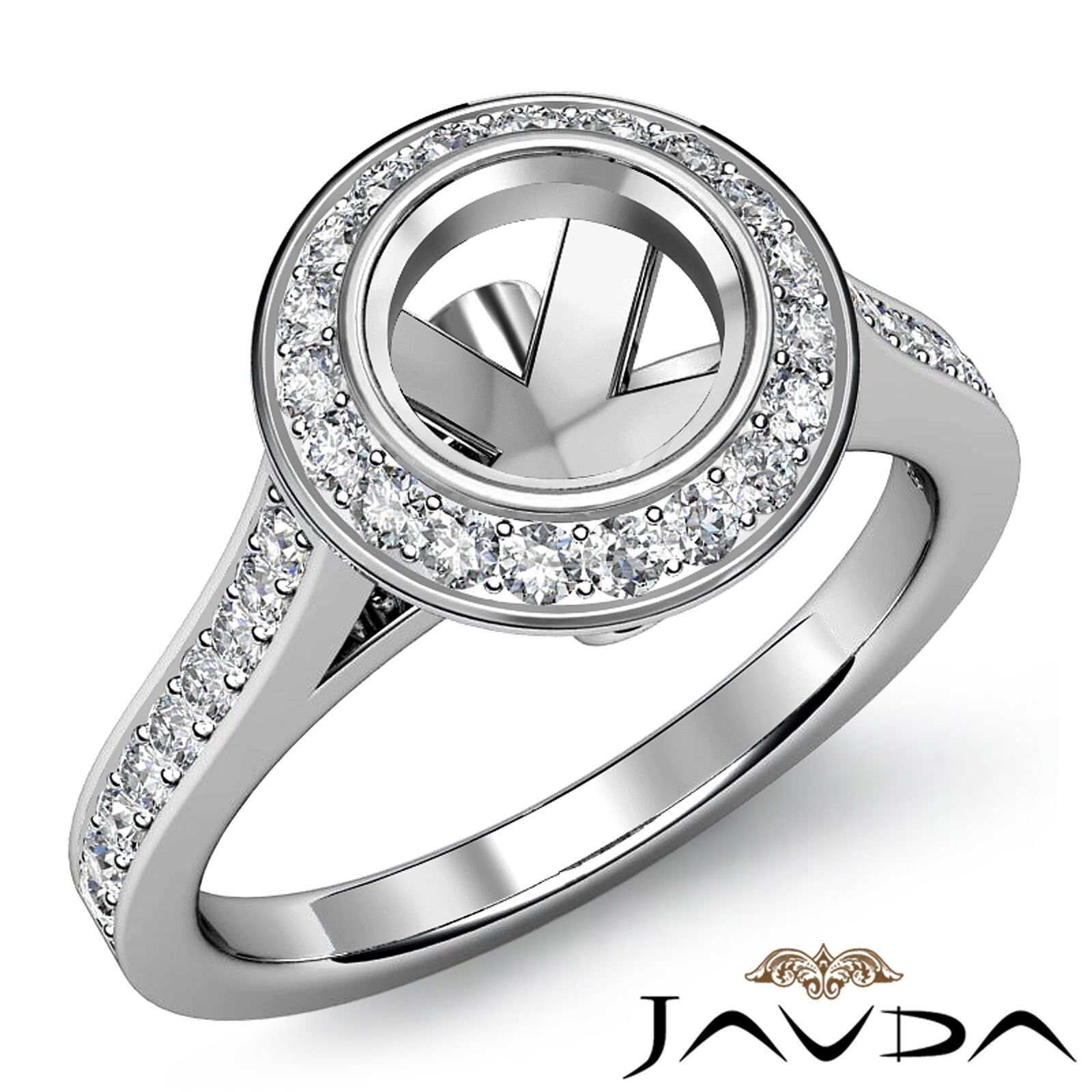 Halo Pave 0.47Ct Diamond Engagement Ring 14k White gold Round Shape Semi Mount Halo Pave 0.47Ct Diamond Engagement Ring 14k White gold Round Shape Semi Mount