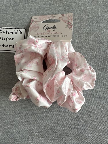 LoveShackFancy X Goody grande raso scrunchies rosa beaux ed edera inglese 3 ct HTF - Foto 2 di 5