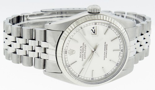 Rolex 36MM Stainless Steel Silver Index Fluted Bezel Jubilee Band Datejust 16014 - Picture 4 of 11
