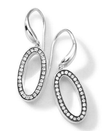 895 $ Neu mit Etikett Ippolita Stella ovale polierte STERLINGSILBER Diamant Ohrringe - Bild 1 von 3
