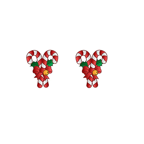 Christmas Stud Earrings Santa Gingerbread Man Holly Candy Cane Snow Festive Gift - Picture 6 of 38