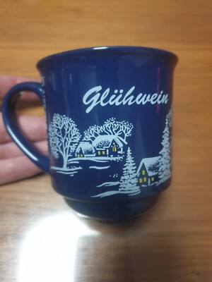 Neu 1 Stück Van Well Tasse Glühweintasse Wellco Design Germany blau weiß schön