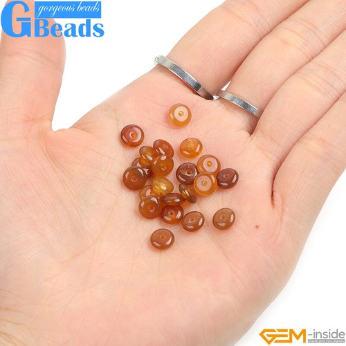Cuentas espaciadoras sueltas rondelle de piedras preciosas naturales de ágata cornalina roja para joyería 15" - Imagen 20 de 42