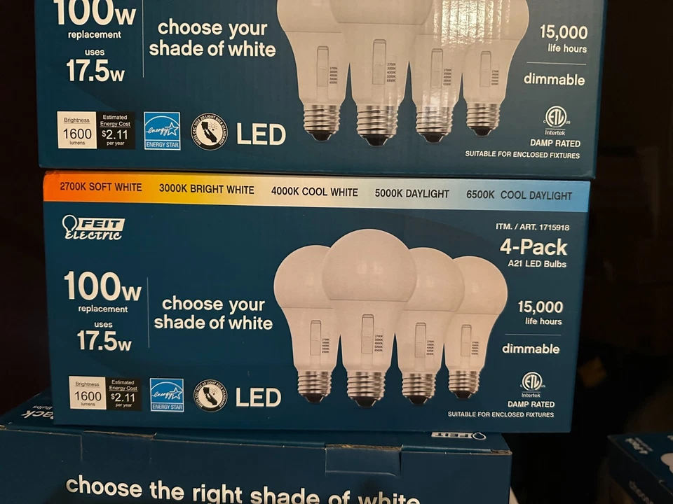 Feit Electric 100W repacement  Dimmable LED Bulb (4 Pack) - Image 3 of 4