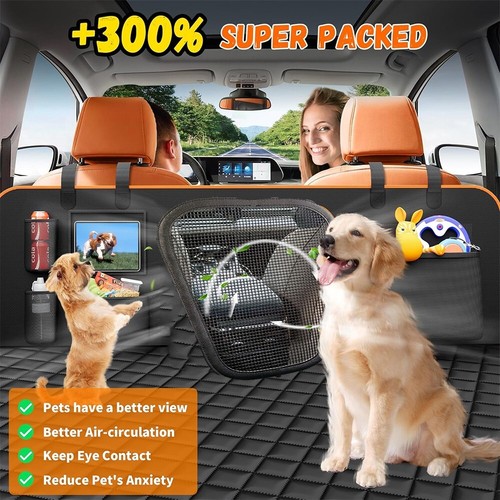 Dog Seat Cover Hammock for Back Seat Durable Waterproof Car Truck & Pet Seatbelt - Picture 3 of 14