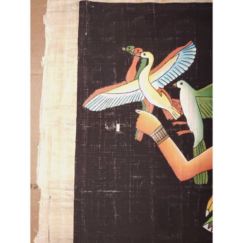 Nefertiti Papyrus Paper Art Hand Painted Unique Vintage 17" x 24" Extra Large - Picture 9 of 12