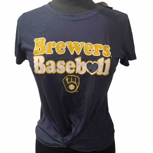 MLB Milwaukee Brewers Women's Front Twist Poly Rayon T-Shirt - S - Picture 1 of 6
