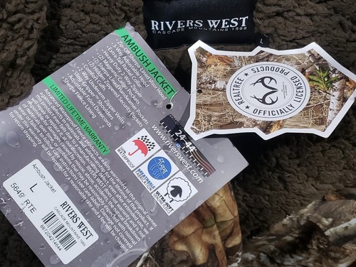 RIVERS WEST AMBUSH WATERPROOF HUNTING JACKET NEW REALTREE EDGE LARGE L 5649 RTE - Picture 4 of 5