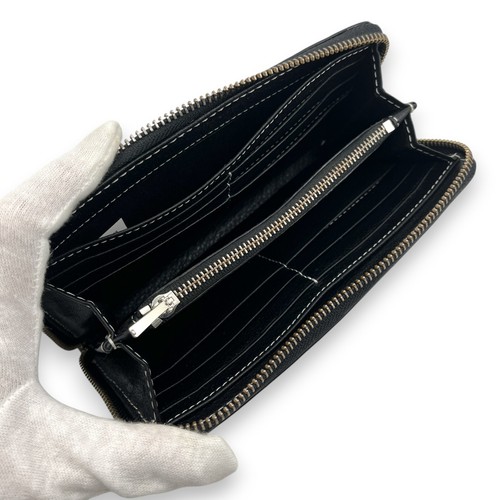 Marc Jacobs Black Leather Zip-Around Wallet with Logo & Barcode Print - Picture 5 of 16