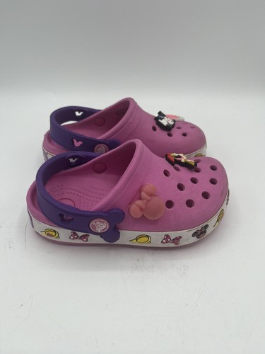 Crocs Minnie Mouse Girls Size C 8-9 Pink Clog Casual Comfort - Picture 4 of 5