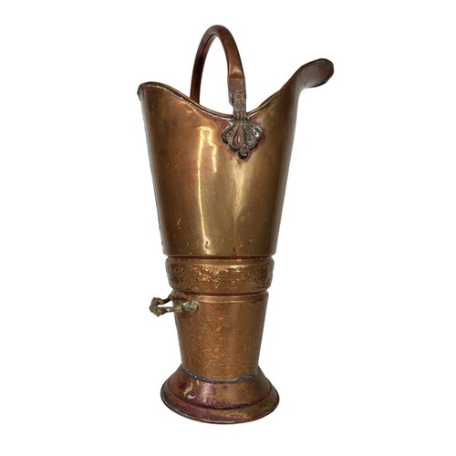Antico secchio porta ombrelli vaso porta ombrelli rame ottone carbone cenere acqua - Foto 2 di 14