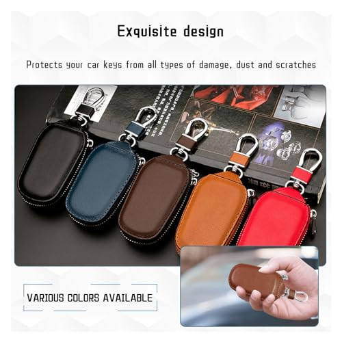 Car Key Case, Genuine Leather Auto Key Fob Cover Case, Key Fob Protector with - Bild 6 von 6