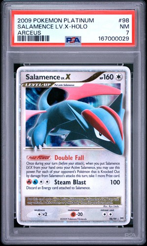 2009 POKEMON PLATINUM ARCEUS #98 SALAMENCE LV.X-HOLO PSA 7