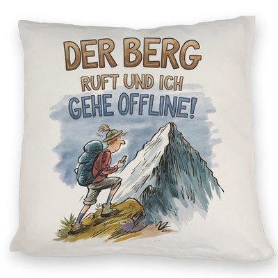 Der Berg ruft Kissen Wanderer mit Rucksack